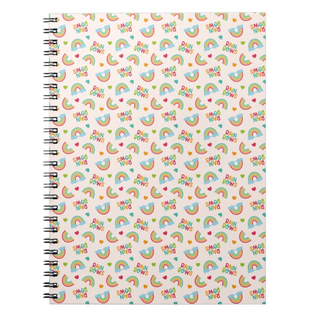 Caderno Espiral Padrão Arco-íris e Nuvens (Frente)