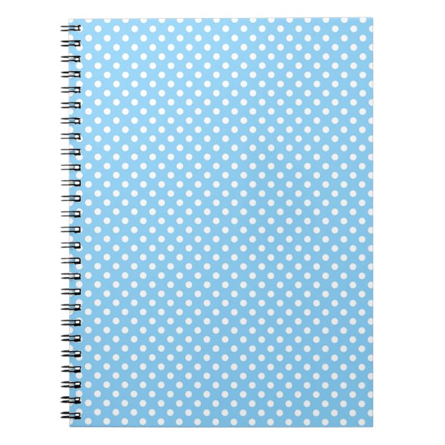 Caderno Espiral padrão azul com bolinhas brancas (Frente)