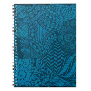 Caderno Espiral Padrão Azul de abstrato Art