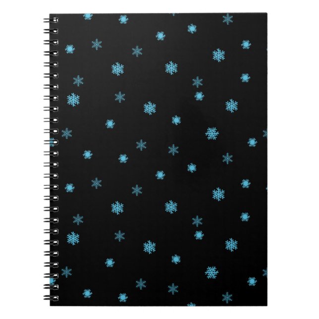 Caderno Espiral Padrão Azul de Floco de Neve Sem Olho (Frente)