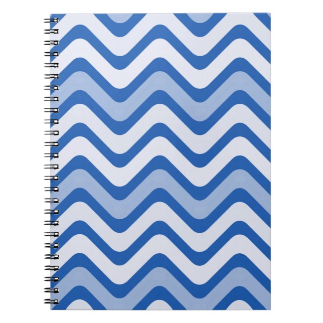 Caderno Espiral Padrão Azul de Onda (Frente)