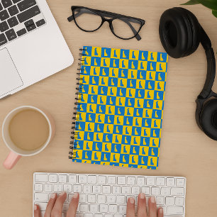 Caderno Espiral Padrão Azul Dourado Pop Art de Delaware