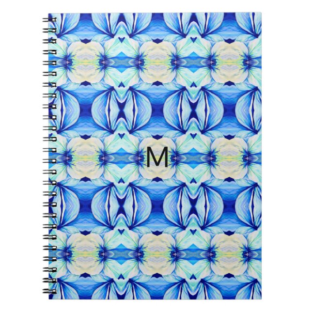 Caderno Espiral Padrão Azul Persa com Formas Geométricas (Frente)