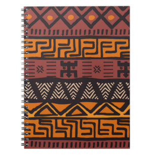 Caderno Espiral Padrão boêmico colorido étnico tribal com genom