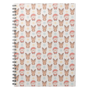 Caderno Espiral Padrão Bonito de Papai Noel e Rena