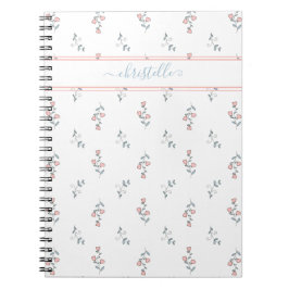 Caderno Espiral Padrão Bonito Floral Blush do Nome Personalizado B