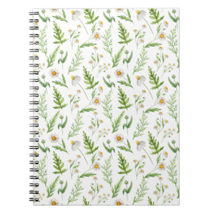 Caderno Espiral Padrão Botânico da Flor Chamomile