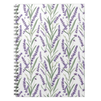 Caderno Espiral Padrão Botânico de Lavanda