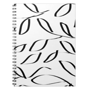 Caderno Espiral Padrão botânico, design de tinta de rabisco