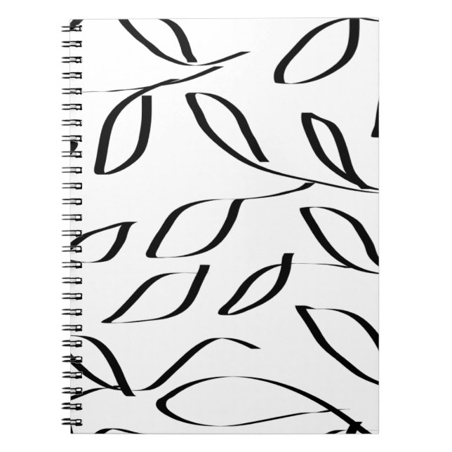 Caderno Espiral Padrão botânico, design de tinta de rabisco (Frente)