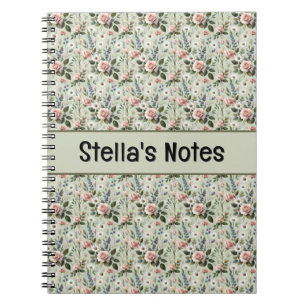 Caderno Espiral Padrão Botânico Floral do Vintage Pastel