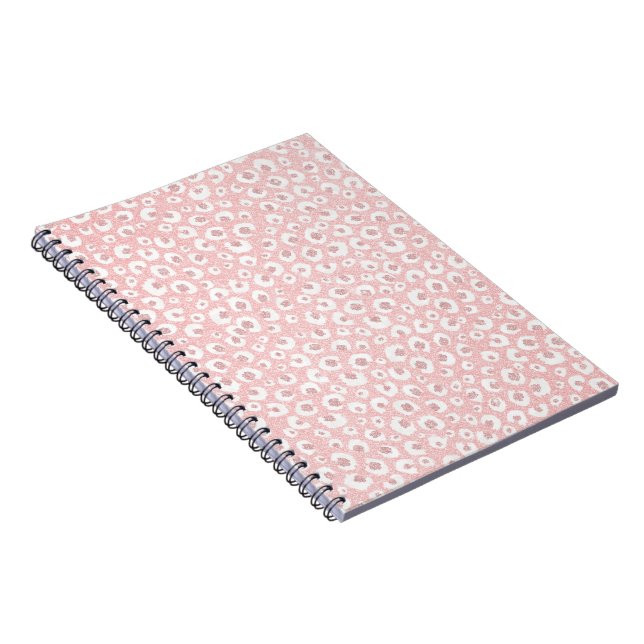 Caderno Espiral Padrão Branco de Impressão Leopardo Dourado Elegan (Lado Direito)