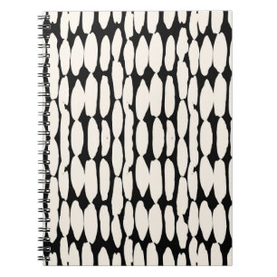 Caderno Espiral Padrão branco de pontos pretos. Shibori circula se