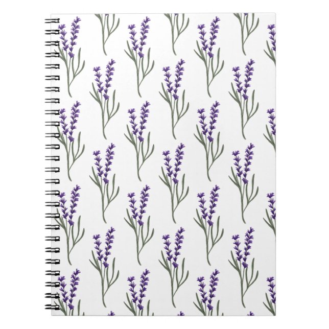 Caderno Espiral Padrão branco do notebook lavanda (Frente)