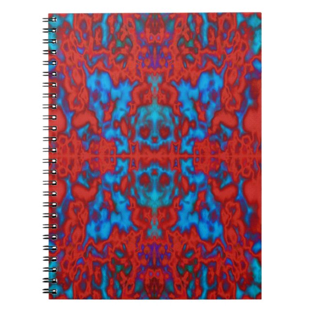 Caderno Espiral Padrão caleidoscópico psicodélico (Frente)