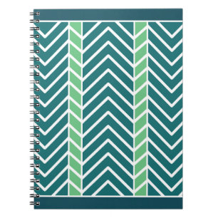 Caderno Espiral Padrão Chevron Azul-Verde