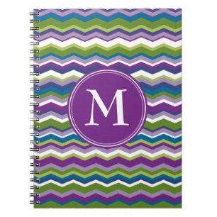 Caderno Espiral Padrão Chevron Brilhante com Monograma