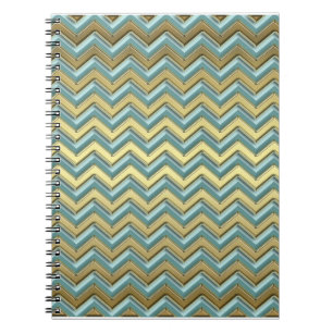 Caderno Espiral Padrão Chevron Dourado e lacrimogênio