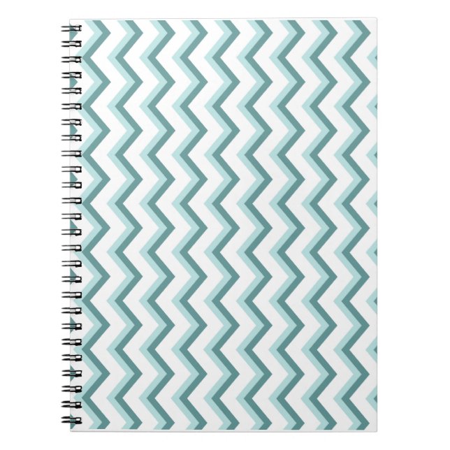 Caderno Espiral Padrão Chevron ZigZag em verde-minúsculo (Frente)