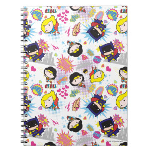 Caderno Espiral Padrão Chibi Super Heroine
