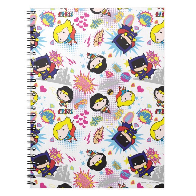 Caderno Espiral Padrão Chibi Super Heroine (Frente)