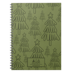 Caderno Espiral Padrão Clássico de Férias Vintage-Árvore de Natal