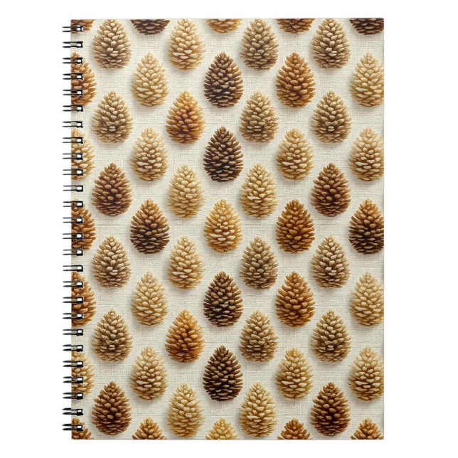 Caderno Espiral Padrão Clássico de Inverno Pinecone (Frente)