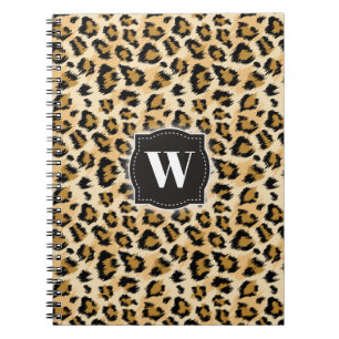 Caderno Espiral Padrão Clássico de Leopardo com Sketchy com Monogr