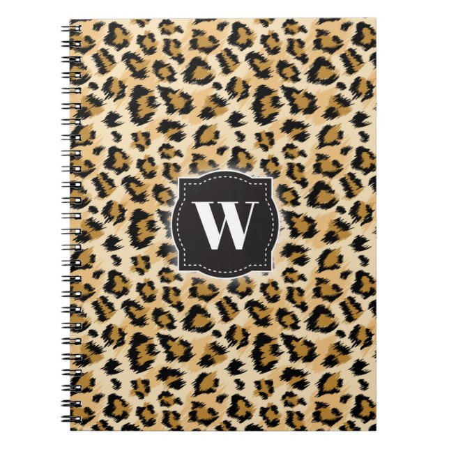 Caderno Espiral Padrão Clássico de Leopardo com Sketchy com Monogr (Frente)