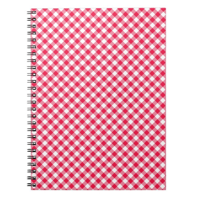 Caderno Espiral Padrão Clássico do País Gingham Vermelho (Frente)