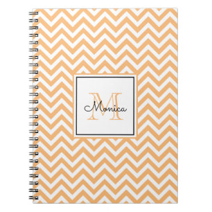 Caderno Espiral Padrão Clássico Laranja Moderno com Monograma