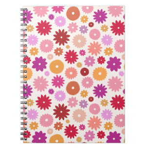 Caderno Espiral Padrão Colorido de Flores