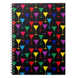 Caderno Espiral Padrão Colorido Martini Cocktail