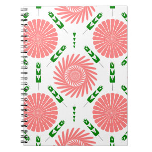 Caderno Espiral padrão com flores rosa