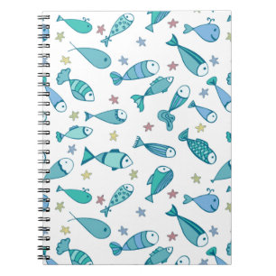 Caderno Espiral Padrão Com Peixe E Fígado