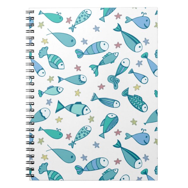 Caderno Espiral Padrão Com Peixe E Fígado (Frente)