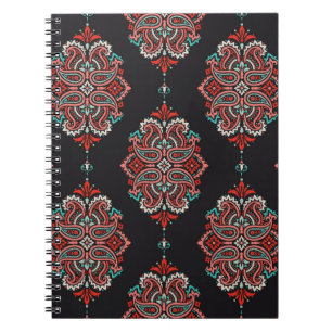 Caderno Espiral Padrão constante baseado em elementos asiáticos
