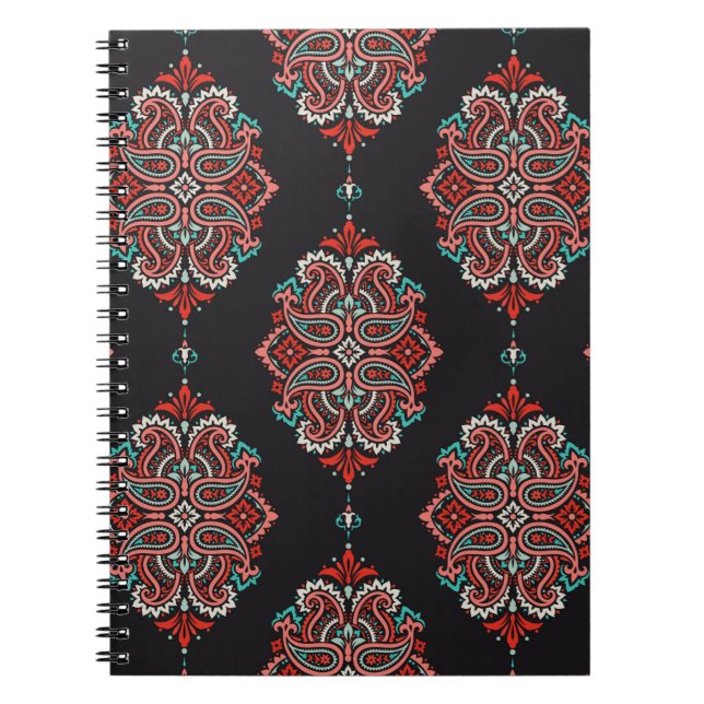 Caderno Espiral Padrão constante baseado em elementos asiáticos tr (Frente)