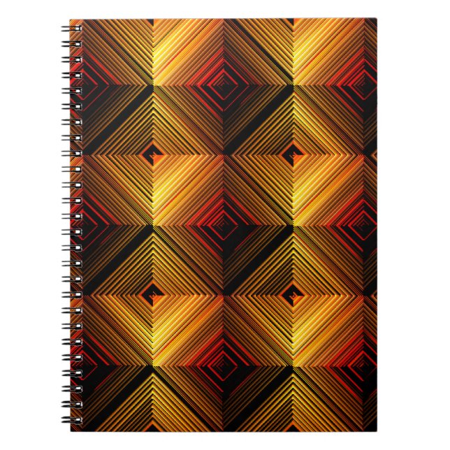 Caderno Espiral padrão contínuo abstrato vintage. Gradiente marrom (Frente)