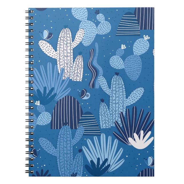 Caderno Espiral Padrão contínuo com cactos. Padrão de verão, ca (Frente)