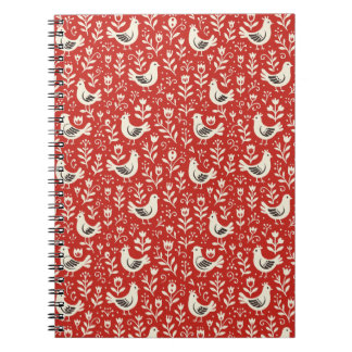 Caderno Espiral Padrão contínuo de aves folclóricas