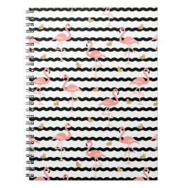 Caderno Espiral Padrão contínuo de flamingo rosa fofo