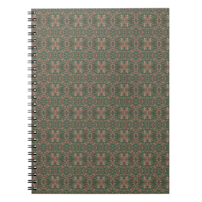 Caderno Espiral Padrão contínuo de folhagem de folhas de outono bo (Frente)