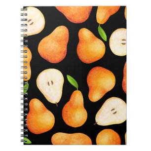 Caderno Espiral Padrão contínuo de frutas brilhantes desenhadas à 