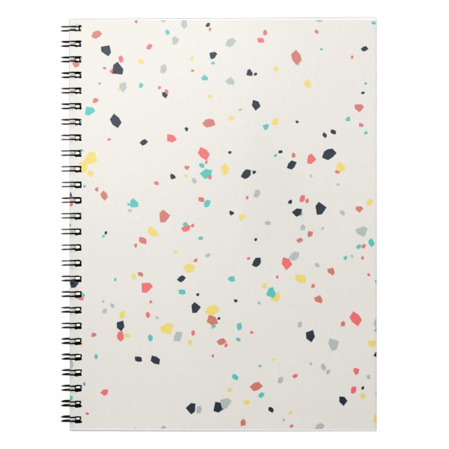 Caderno Espiral Padrão contínuo de manchas de Terrazzo (Frente)