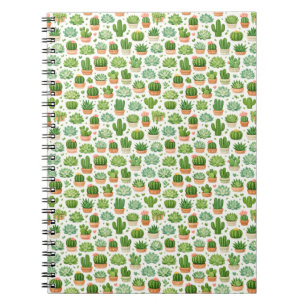 Caderno Espiral Padrão contínuo de planta suculenta fofa