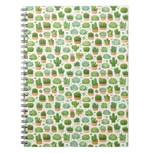 Caderno Espiral Padrão contínuo de planta suculenta fofa