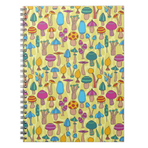 Caderno Espiral Padrão contínuo desenhado à mão com desenho rabisc