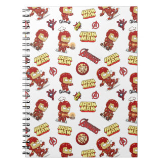 Caderno Espiral Padrão contínuo do bobo Chibi Homem de Ferro - Sup