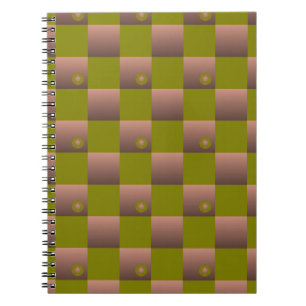 Caderno Espiral Padrão controlado em castanho e verde-oliva